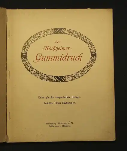 Der Höchheimer- Gummidruck Fotografie Technik Industrie Berufe um 1920 js