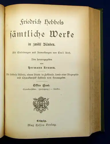 Hebbel´s Sämtliche Werke in 12 Bänden o.J. um 1890 Belletristik Klassiker mb