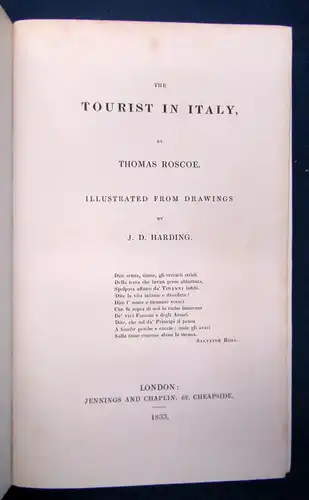 Roscoe The Tourist in Italy 1833 Landeskunde Ortskunde Reise Italien sf