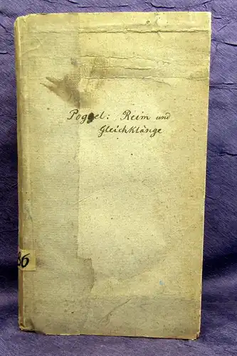 Pogger Grundzüge einer Theorie d. Reimes und der Gleichklänge 1836 Original js