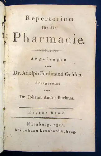 Gehlen Repertorium für die Pharmacie. 31 Bde 1815-1830 Medizin Wissen Ärzte sf