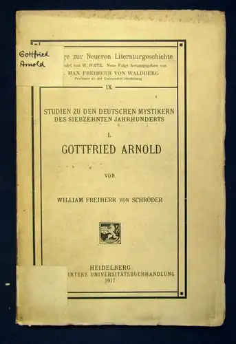 Schröder I. Gottfried Arnold Beiträge zur Literaturgeschichte 1917 Lyrik js