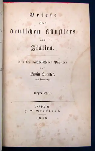 Speckter Briefe eines deutschen Künstlers aus Italien 2 Bde 1846 Bibliophilie sf