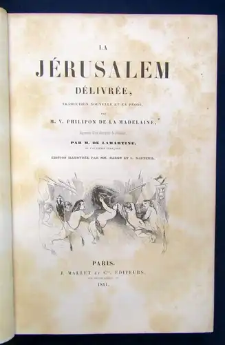 Lamartine La Jerusalem Delivree 1841 EA Ledereinband der Zeit Geschichte js