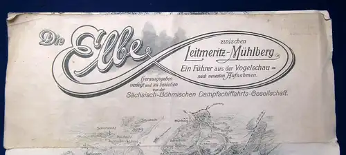 Liithographie Leporello Die Elbe zwischen Leitmeritz-Mühlberg um 1925 js