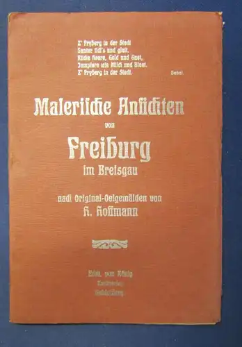 Malerische Ansichten v. Freiburg i. Breisgau Leporello von 125 cm Länge js