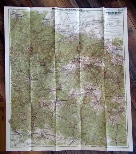 Meinholds Karte Harz in 3 Bltt. Maßstab 1:60000 Bll. 2: Brockengebiet 1920 js