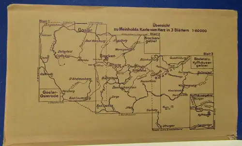 Meinholds Karte Harz in 3 Bltt. Maßstab 1:60000 Bll. 2: Brockengebiet 1920 js