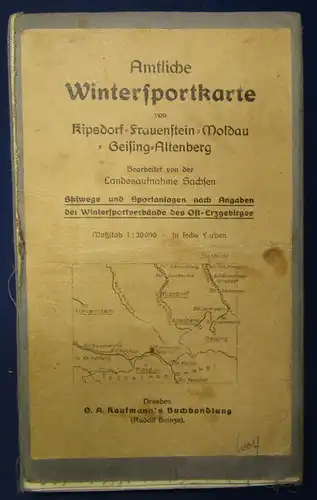 Amtliche Wintersportkarte Kipsdorf-Frauenstein-Moldau-Geising-Altenburg 1920 js