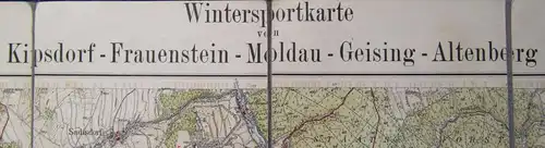 Amtliche Wintersportkarte Kipsdorf-Frauenstein-Moldau-Geising-Altenburg 1920 js