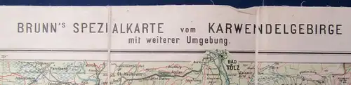 Brunn`s Spezialkarte vom Karwendelgebirge mit weiterer Umgebung um 1920 js