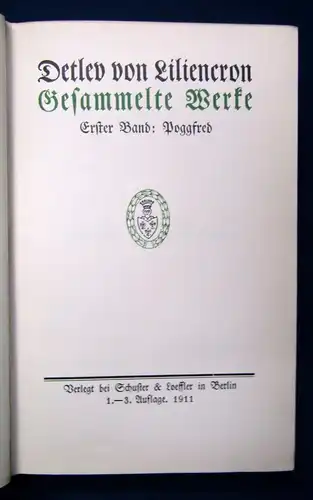 Detlev von Liliencron 10 Bde EA Kopfgoldschnitt Romane Novellen Roman Dramen js