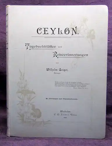 Geiger Ceylon Tagebuchblätter u. Reiseerinnerungen unbeschnitten 1898 Lyrik js