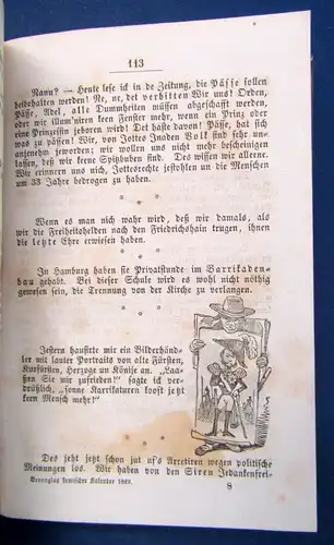 Adolf Brennglas Komischer Volks - Kalender 4. Jhg. 1849 Humor Belletristik