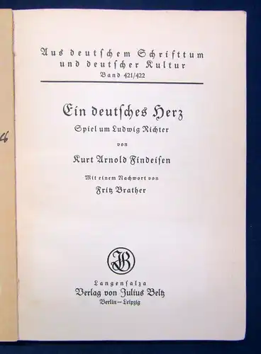 Findeisen Ein deutsches Herz 1935 Widmungsexemplar vom Verfasser Belletristik js