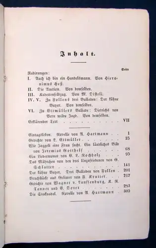 Schlatter Alpina Schweizerisches Jahrbuch für schöne Literatur 1841 1.Jahrg. js