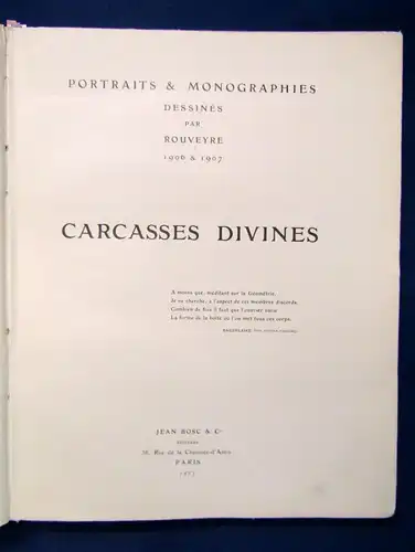 Portraits & Monographies Dessines par Rouveyre Carcasses Divine 1907  js