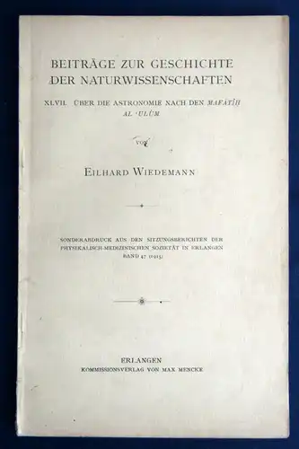 Wiedemann Beiträge zur Geschichte der Naturwissenschaften Bd. 74 1915 js