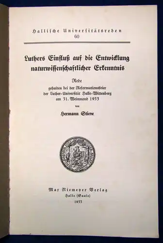 Stieve Luthers Einfluss auf die Ermittlung naturwissens. Erkenntnis 1933 js