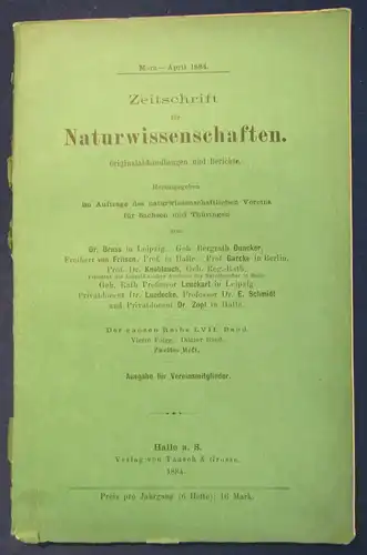 Zeitschrift Naturwissenschaften Zellphysiologie 1884 2.Heft 4.Folge 3.Band js
