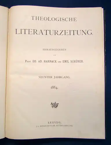 Harnack & Schürer Theologische Literaturzeitung 9. Jhg Nr. 26 1884 Religion sf