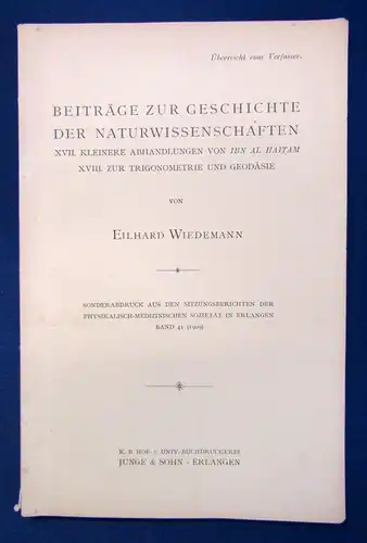 Wiedemann Beiträge zur Geschichte der Naturwissenschaften Bd. 41 1909  js