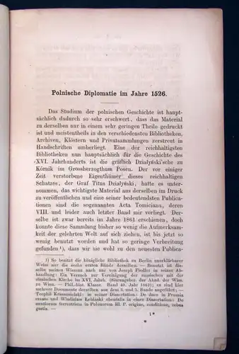Liske Polnische Diplomatie im Jahre 1526 Ein Beitrag zur Geschichte Politik  js