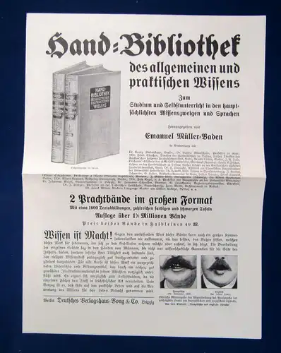 Orig. Verlagswerbung Bong "Hand-Bibliothek des allg. Wissens" um 1915 selten sf