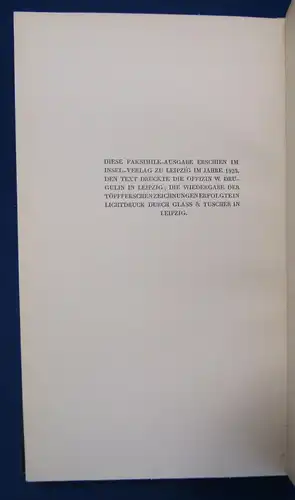 La Bibliotheque de Mon Oncle Faksimile Insel Verlag 1832, erschienen 1923 js