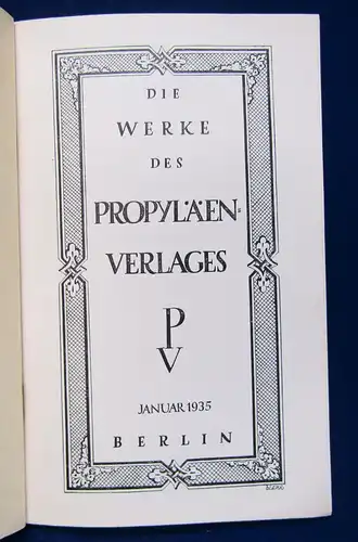 Die Werke aus dem Propyläen Verlag 1935 Geschichte Klassiker Kunst Kultur sf