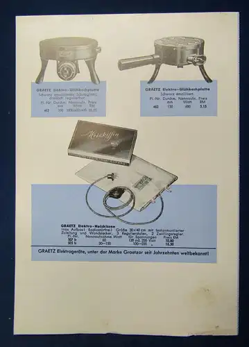 Original Prospekt Graetz Elektro - Haushaltgeräte um 1930 Technik Werbung sf