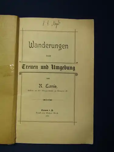 Canis Wanderungen durch Treuen und Umgebung 1898 Sachsen sehr selten Saxonica sf