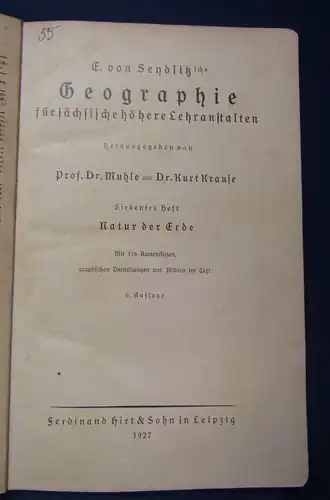 Muhle/ Krause Geographie für sächsische höhere Lehranstalten Heft 7 & 8 1927 sf