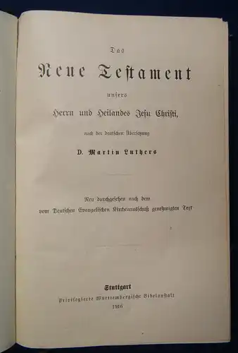 Das neue Testament Herrn Jesu Christi 1916 Religion Theologie Christentum sf