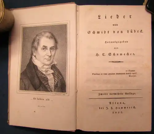 Schumacher Lieder von Schmidt von Lübeck 1826 selten Belletristik Literatur  js