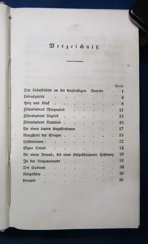 Schumacher Lieder von Schmidt von Lübeck 1826 selten Belletristik Literatur  js