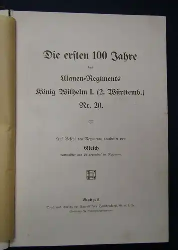 Gleich Die ersten 100 Jahre Ulanen- Regiments König Wilhelm I. o.J.  js