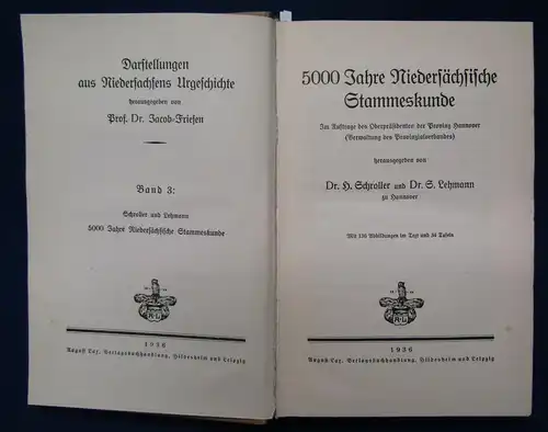 Lehmann 5000 Jahre Niedersächsische Stammeskunde 1936 Band 3 Urgeschichte js