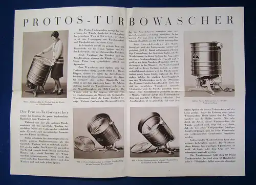 Original Prospekt Protos - Turbowascher um 1925 Technik Werbung Reklame sf