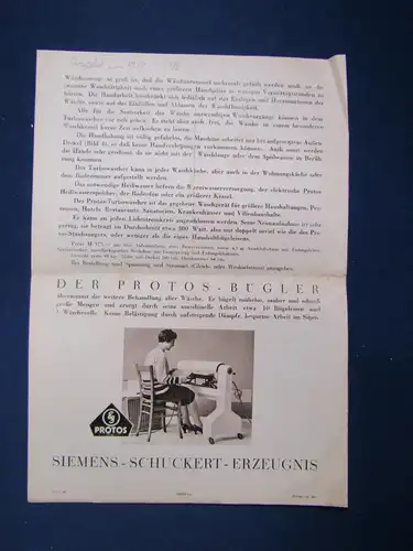 Original Prospekt Protos - Turbowascher um 1925 Technik Werbung Reklame sf