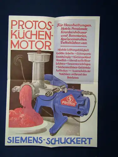 Original Prospekt Protos-Küchenmotor um 1925 Technik Reklame Sammeln Werbung sf
