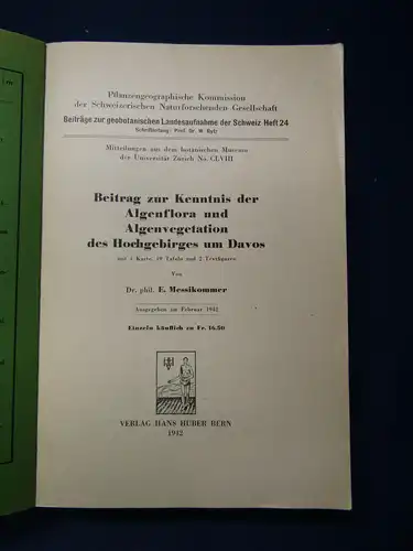 Messikommer Beitrag Kenntnis der Algenflora & Algenvegetation um Davos 1942 sf