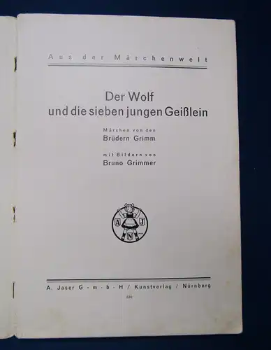 Brüder Grimm Der Wolf und die sieben jungen Geißlein um 1925  Erzählungen js