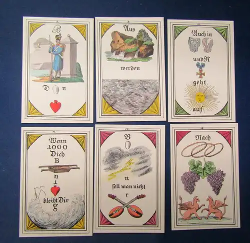 Praeciosas Orakelsprüche Faksimile eines Spiels um 1830, 1974 36 Karten  js