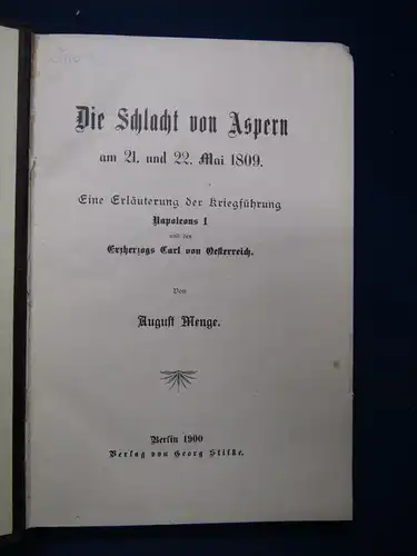 Menge Die Schlacht um Aspern 1900 Geschichte Kriegsführung Militaria Militär sf