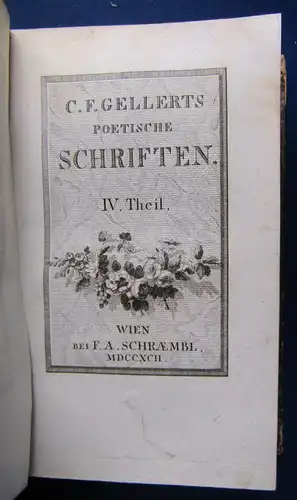 C. F. Gellerts Poetische Schriften 3. & 4. Teil (von 4) 1792 Belletristik sf