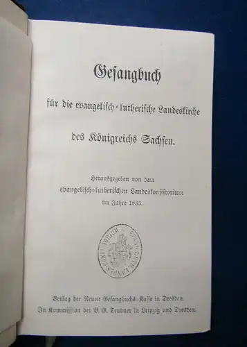 Gesangbuch für die evangelisch - lutherische Landeskirche 1883 Religion sf