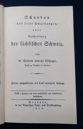 Schandau u. seine Umgebung Reprint der Ausgabe 1812, 1975 erschienen js