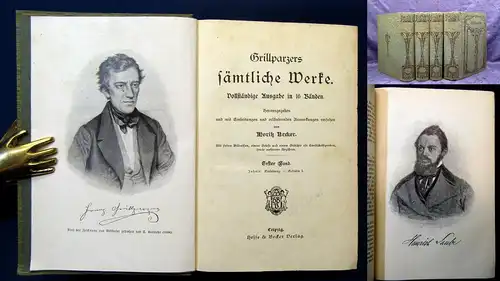 Neckar Grillparzers Sämtliche Werke um 1900 Vollständig in 16 Bde Belletristik m