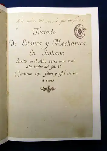 Leonardo da Vinci Codex Madrid 1-3 Faksimile-Ausgabe 1974 Fischer Geschichte mb